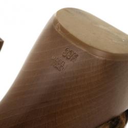 Pre Owned Alexander McQueen Leopard Pony Hair Wooden Sandals Size 39.5