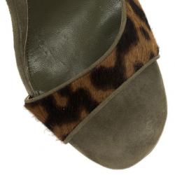 Pre Owned Alexander McQueen Leopard Pony Hair Wooden Sandals Size 39.5