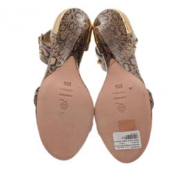Alexander McQueen Beige Python Ankle Strap Wedges Size 38.5