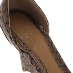 Alexander McQueen Beige Python Ankle Strap Wedges Size 38.5