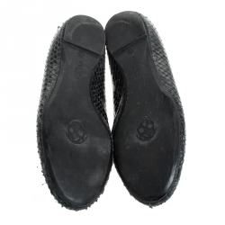 Pre Owned Alexander McQueen Black Python Leather Skull City Ballet Flats Size 39.5