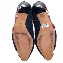 Pre Owned Alexander McQueen Tri Color Suede and Patent Leather Union Jack Ankle Boots Size 40