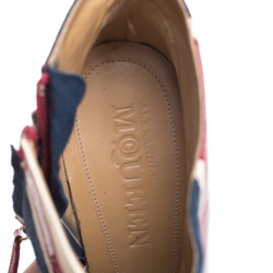 Pre Owned Alexander McQueen Tri Color Suede and Patent Leather Union Jack Ankle Boots Size 40