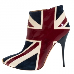 Tri Color Suede and Patent Union Jack Ankle Boots Size 40 Alexander McQueen | TLC