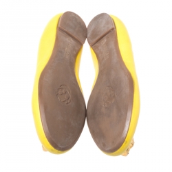 Pre Owned Alexander McQueen Yellow Leather Skull Ballet Flats Size 36