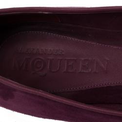 Pre Owned Alexander McQueen Suede Magenta Skull Smoking Slippers Size 40