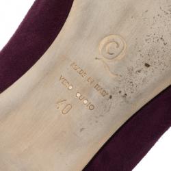 Pre Owned Alexander McQueen Suede Magenta Skull Smoking Slippers Size 40