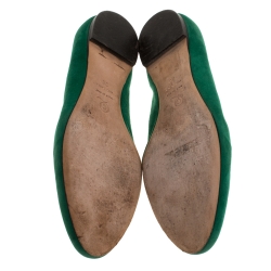 Pre Owned Alexander McQueen Green Suede Sequins Skull Smoking Slippers Size 38