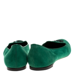 Pre Owned Alexander McQueen Green Suede Sequins Skull Smoking Slippers Size 38