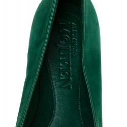 Pre Owned Alexander McQueen Green Suede Sequins Skull Smoking Slippers Size 38