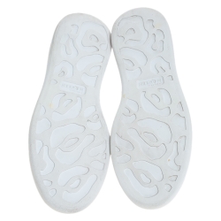 Pre Owned Alexander McQueen White/Red Leather Larry Low Top Sneakers Size 38