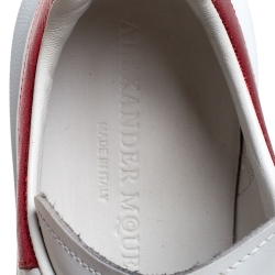 Pre Owned Alexander McQueen White/Red Leather Larry Low Top Sneakers Size 38
