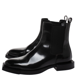 Pre Owned Alexander McQueen Black Leather And Elastic Slip On Ankle Boots Size 38.5