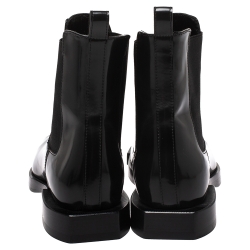 Pre Owned Alexander McQueen Black Leather And Elastic Slip On Ankle Boots Size 38.5