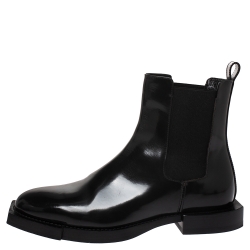 Pre Owned Alexander McQueen Black Leather And Elastic Slip On Ankle Boots Size 38.5