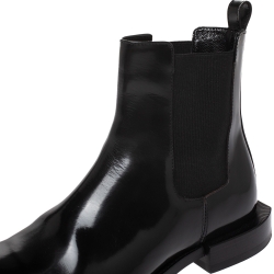 Pre Owned Alexander McQueen Black Leather And Elastic Slip On Ankle Boots Size 38.5