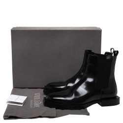 Pre Owned Alexander McQueen Black Leather And Elastic Slip On Ankle Boots Size 38.5