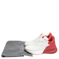 Pre Owned Alexander McQueen White/Red Leather Platform Sneakers Size 39