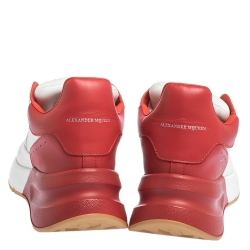 Pre Owned Alexander McQueen White/Red Leather Platform Sneakers Size 39