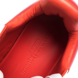 Pre Owned Alexander McQueen White/Red Leather Platform Sneakers Size 39