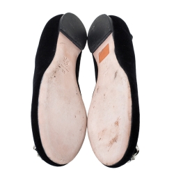 Pre Owned Alexander McQueen Black Suede Leather Skull Ballet Flats Size 39