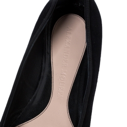 Pre Owned Alexander McQueen Black Suede Leather Skull Ballet Flats Size 39