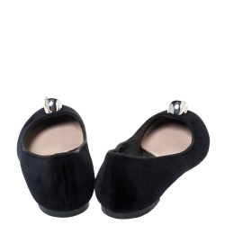 Pre Owned Alexander McQueen Black Suede Leather Skull Ballet Flats Size 39