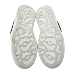 Pre Owned Alexander McQueen White Leather and Leopard Print Calf Hair Sneakers Size 41.5