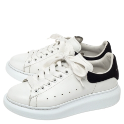 Pre Owned Alexander McQueen White Leather Oversized Low Top Sneakers Size 37