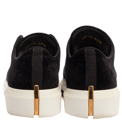 Pre Owned Alexander McQueen Black Velvet and Leather Lace Low Top Sneakers Size 38.5