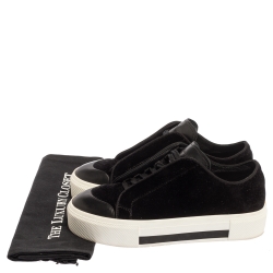 Pre Owned Alexander McQueen Black Velvet and Leather Lace Low Top Sneakers Size 38.5
