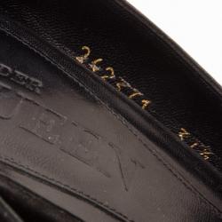 Pre Owned Alexander McQueen Black Suede Skull Peep Toe Pumps Size 37.5