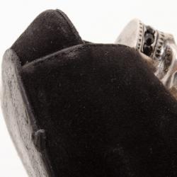 Pre Owned Alexander McQueen Black Suede Skull Peep Toe Pumps Size 37.5