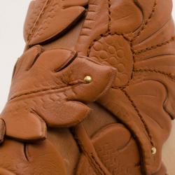 Pre Owned Alexander McQueen Tan 3D Flower Wedges Size 40