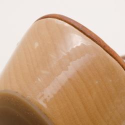 Pre Owned Alexander McQueen Tan 3D Flower Wedges Size 40