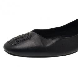 مملوكة مسبقًا حذاء اليكساندر ماكوين بجمجمة ترتر أسود باليرينا فلات مقاس 39