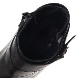 Pre Owned Alexander McQueen Black Leather Ankle Booties Size 38