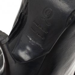 Pre Owned Alexander McQueen Black Leather Ankle Booties Size 38