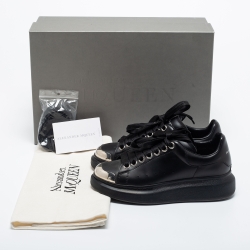 Pre Owned Alexander McQueen Black Leather Larry Oversized Sneakers Size 35