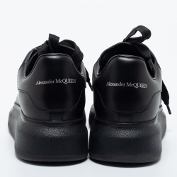 Pre Owned Alexander McQueen Black Leather Larry Oversized Sneakers Size 35