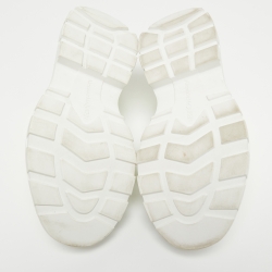 Pre Owned Alexander McQueen White/Neon Green Canvas and Rubber Slick Low Top Sneakers Size 40