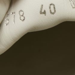 Pre Owned Alexander McQueen White/Neon Green Canvas and Rubber Slick Low Top Sneakers Size 40