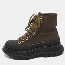Pre Owned Alexander McQueen Brown Canvas Tread Slick Sneakers Size 36