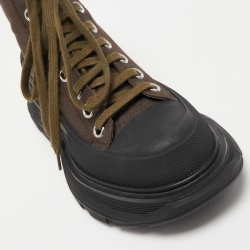 Pre Owned Alexander McQueen Brown Canvas Tread Slick Sneakers Size 36