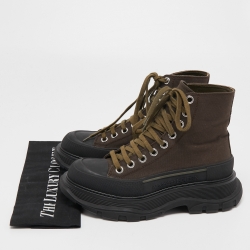 Pre Owned Alexander McQueen Brown Canvas Tread Slick Sneakers Size 36