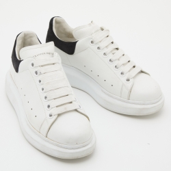 Pre Owned Alexander McQueen White Leather Oversized Low Top Sneakers Size 36.5