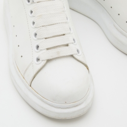 Pre Owned Alexander McQueen White Leather Oversized Low Top Sneakers Size 36.5