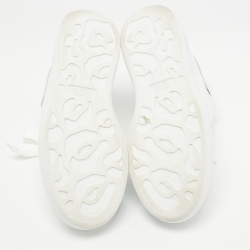 Pre Owned Alexander McQueen White Leather and  Shearling Trimmed Oversized Sneakers Size 36