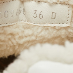 Pre Owned Alexander McQueen White Leather and  Shearling Trimmed Oversized Sneakers Size 36