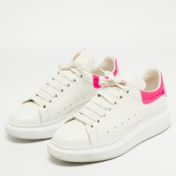 Alexander McQueen White/Pink Leather Oversized Sneakers Size 40